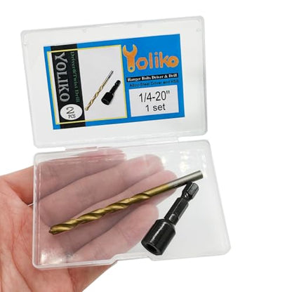 2 Pcs Hanger Bolt Driver and Drill, Alloy-Steel Driver with HSS Twist Drill for 1/4"-20 Double Headed Wood Screws Fully All Threaded Rod,Threaded Insert Hexagon Head Drivers and Drills Bits - size: Driver&Drill 1/4"