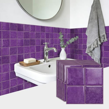 20pcs Peel and Stick Backsplash Wall Tiles,Purple 6"x6" - color: Purple