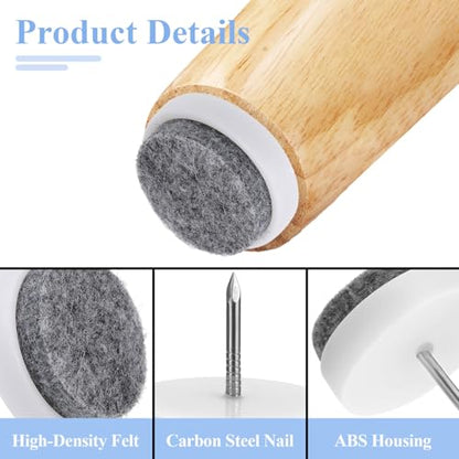 Nail-on Furniture Felt Pads, 30pcs 24mm Round Table Chair Leg Pad - color: White, size: Φ 24 mm