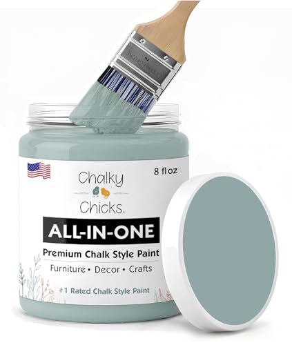 Chalky Chicks Stormy Seas 8 Fl Oz Chalk Paint for Furniture All in One - color: Stormy Seas (Light Blue), size: 8 Fl Oz (Pack of 1)