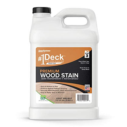 SaverSystems #1 Deck Premium Semi-Transparent Wood Stain and Sealer - Water Based, Light Walnut - 2.5 Gallon - color: Light Walnut, size: 2.5 Gallon