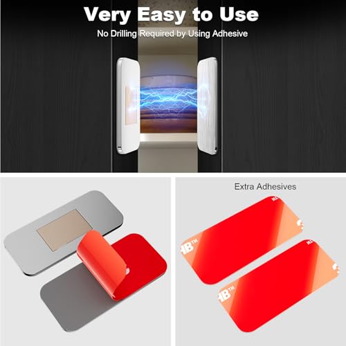 No Drill Magnetic Cabinet Door Catch 4 Pack - Stainless Steel Hold - color: Silvery