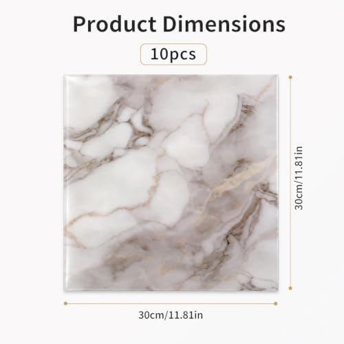 10 Pack Bathroom Wallpaper, Peel and Stick Waterproof Wall Tiles. Cracked Porcelain Texture, Ideal for Kitchen Backsplash, Living Roomand Shower Area Decor.（Not Real Tiles）