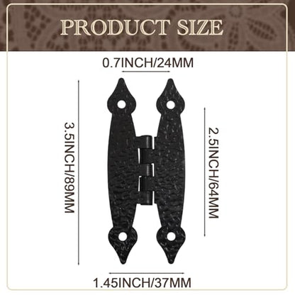 Murtenze 24 Pack 3.5 Inch Black Antique H Hinges - color: Black-24PCS