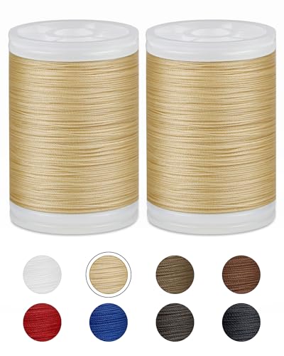 330 Yards FIVEIZERO Extra Strong Upholstery Thread,Cream Bonded Nylon Thread for Denim Leather,Craft,Machine,DIY and Home (2 Pack) CJ - color: Cream