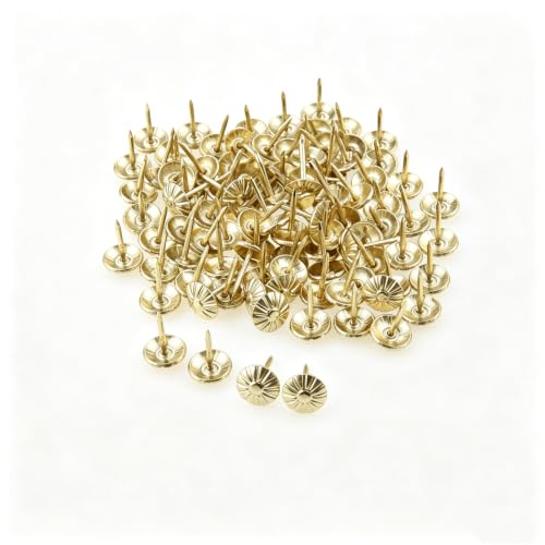 dophee 200Pcs Decorative Upholstery Tacks Nails 7/16 Inch Nails, Gold - color: Gold
