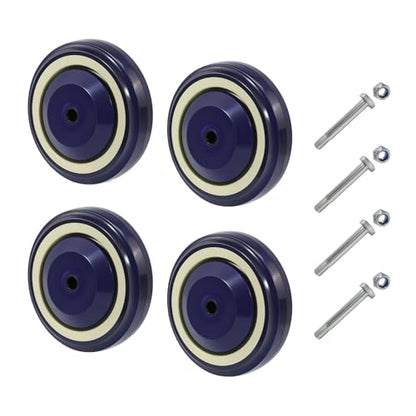 4" Casters Polyurethane Shopping Cart Wheels Replacement Set of 4 Wheels for Cart Furniture Loading Capacity 1200lbs Total - style: 3/8" Bore