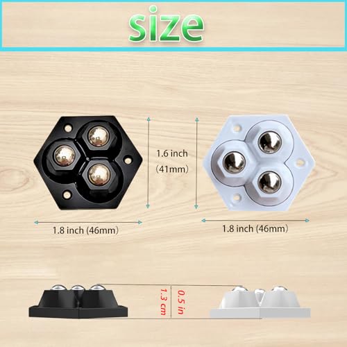 Self Adhesive Appliance Sliders & Mini Caster Wheels Counter 8 Pack - color: black