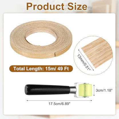 uxcell 1/2" x 49 ft Wood Edge Banding Pre-Glued Iron On Strip White Oak - color: White Oak, size: 1/2" x 49 ft