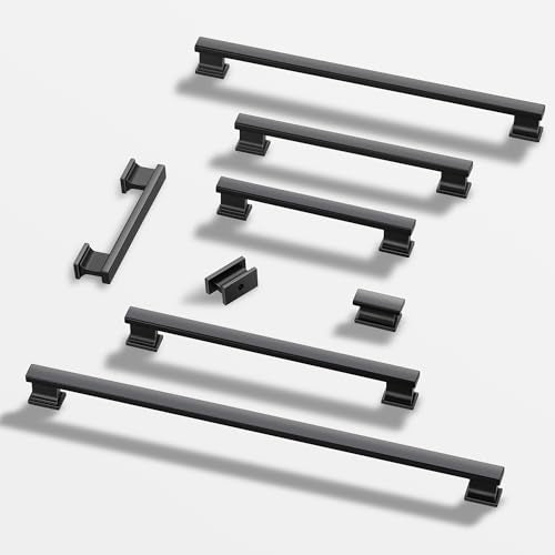 Lardmon 10 Pack 5 Inch(128mm) Hole Center Matte Black Kitchen Cabinet Handles Modern Cabinet Pulls Kitchen Cabinet Hardware Solid Drawer Pulls Handles for Dresser, Total Length 6.06 Inch - color: Matte Black, size: 5 Inch Hole Center