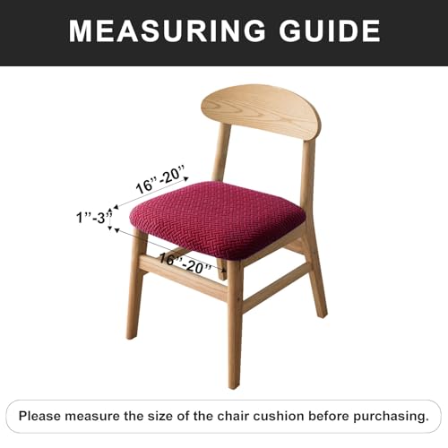 Genina Seat Covers for Dining Room Washable Chair Seat Slipcovers Set of 4 - color: Wine Red, size: 16-20in Not waterproof