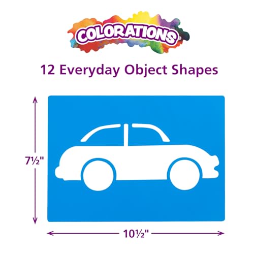 Colorations Large Washable Plastic Everyday Objects Stencils - Set of 12 - style: XL Stencils 12PK