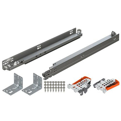 Blum Tandem Plus BLUMOTION Concealed Undermount Drawer Slides (Runners) Kit, 18-Inch, Full Extension, Soft-Close, Steel, 100 lb. Load Capacity for Wood Drawers (1 Kit) - size: 1 Kit