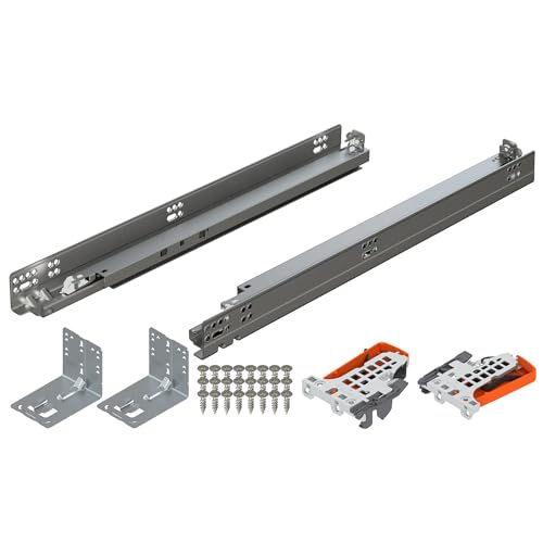 Blum Tandem Plus BLUMOTION Concealed Undermount Drawer Slides (Runners) Kit, 18-Inch, Full Extension, Soft-Close, Steel, 100 lb. Load Capacity for Wood Drawers (1 Kit) - size: 1 Kit