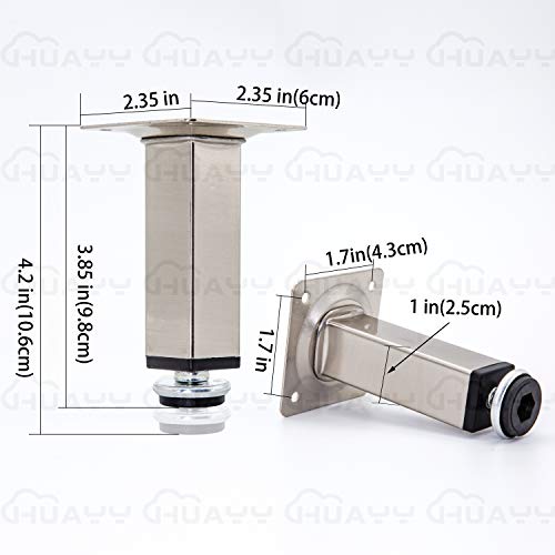 HUAYY Shiny Metal Adjustable Legs | Furniture,cabinets,Table levelers feet | Leveling Foot and Screw mounting Package (Nickel Plating) - color: Nickel Plating