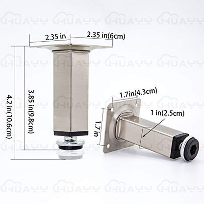 HUAYY Shiny Metal Adjustable Legs | Furniture,cabinets,Table levelers feet | Leveling Foot and Screw mounting Package (Nickel Plating) - color: Nickel Plating