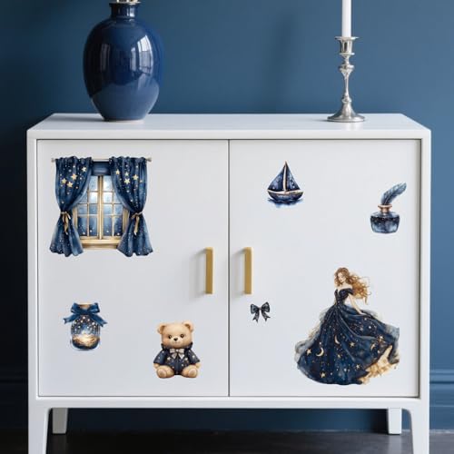 Peacoblue Navy Blue Style Rub On Transfers for Furniture Craft 6"x12" - style: Navy Blue Style