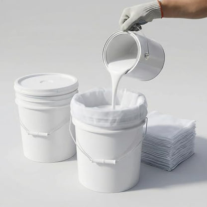 104 Pcs 5 Gallon Paint Strainer Bags Elastic Top Bag Strainers White Regular Fine Mesh for Use with Paint Sprayers