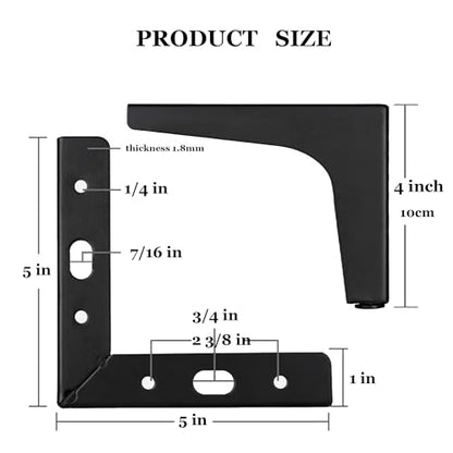 4 inch Matte Black Metal Furniture Legs,Set of 4,2mm Thick - color: Black, size: 4 inch (2 thick)