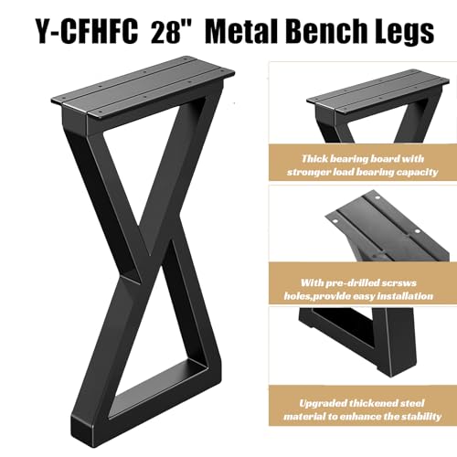 28 Inch Metal Desk/Dining Table Legs, Heavy-Duty Industrial Style Kitchen Table Legs with Adjustable Feet Pads (H28 x W17.7,Black) - size: 28 '' Z Shape