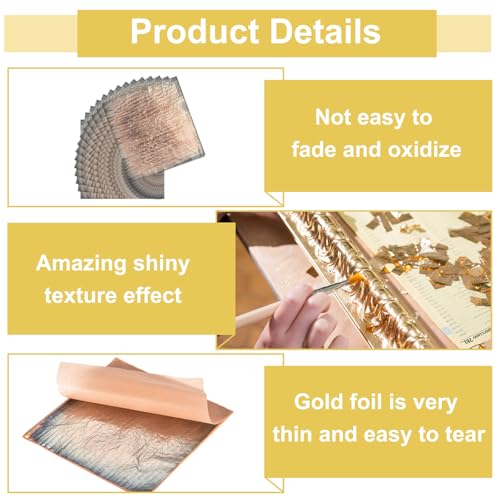 Generic 25 Pcs Gold Leaf Sheets 5.5" x 5.5" Imitation Gold Foil Sheets Variegated Booklet with Pattern for Crafts,Picture Frames,Nails and DIY Arts Decoration,Gray Stripes