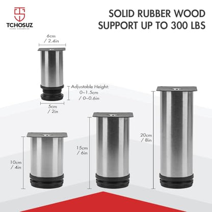 6 Inch Heavy-Duty Metal Furniture Legs 4-Pack Modern Round Feet - size: 6"/15cm