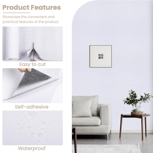 practicalWs 15.7 inch x118 inch White Contatc Paper Self-Adhesive - color: White, size: 15.7" x 118"