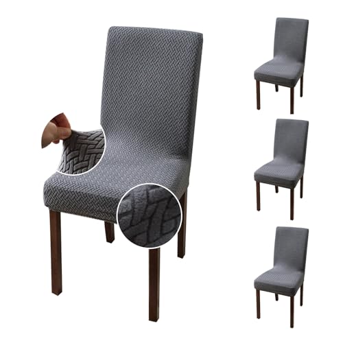 Genina Stretch Chair Covers for Dining Room Kitchen Parsons Set of 4 - color: Dark Gray, size: 15-19in Not waterproof