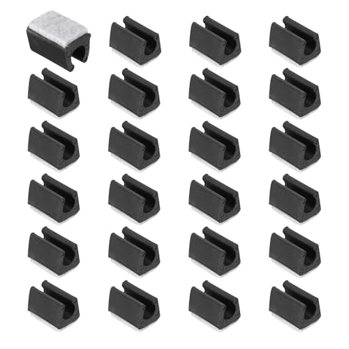 uxcell 24 Pcs Rectangle U Shaped Chair Leg Caps with Felt Pads, Black - color: Black, size: Fit 12mm Dia.