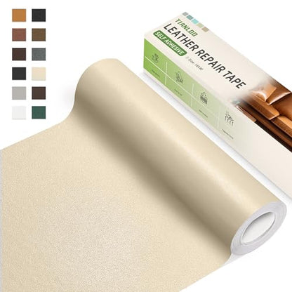 TIANLDD Leather Repair Tape,16 x 80 Inches Self Adhesive Leather Repair Patch，Leather Repair Kit for Furniture，Couches,Car Seats,Cabinets,Handbags(Beige-Fine Lines) - color: Beige-Fine Lines, size: 16" x 80"