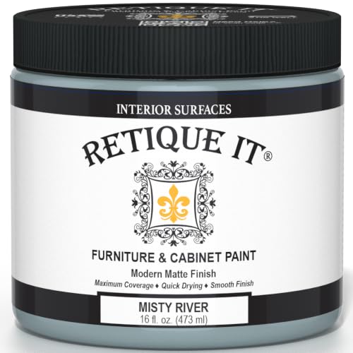 Retique It Furniture and Cabinet Paint - Paint for Cabinets, Dressers, Tables, Doors and DIY Home Decor Projects, Misty River, 16 oz