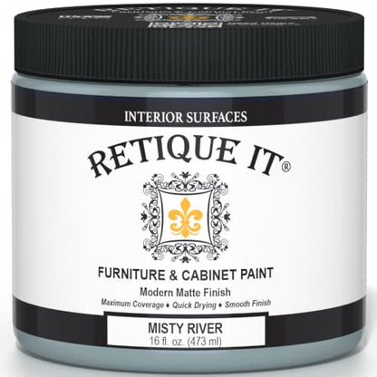 Retique It Furniture and Cabinet Paint - Paint for Cabinets, Dressers, Tables, Doors and DIY Home Decor Projects, Misty River, 16 oz