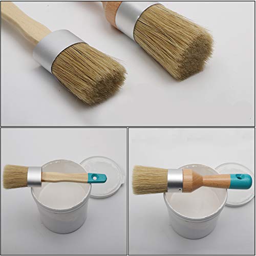 MAXMAN Chalk Paint Brush Set 2Pcs, Wax & Stencil Brushes, Natural Bristles - size: 2PCS-Large