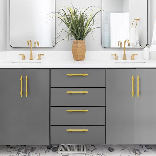 15 Pack Gold Cabinet Handles, 3-3/4" Hole Center Kitchen Drawer Pulls - color: Gold, size: 3-3/4 Inch Hole Center