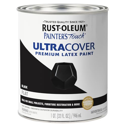 Rust-Oleum Painter's Touch Latex Brush-On Paint, Flat Black - color: Flat Black, size: 1 Quarts (Pack of 1)