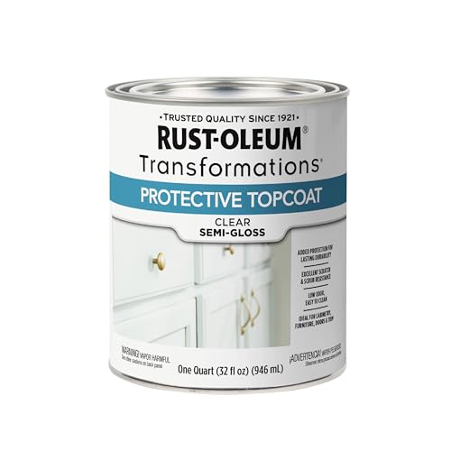 Rust-Oleum Transformations Protective Topcoat | Scratch & Stain Resistant Finish | Crystal Clear & Odorless | Ideal for Cabinets & Trim | Semi-Gloss | Quart