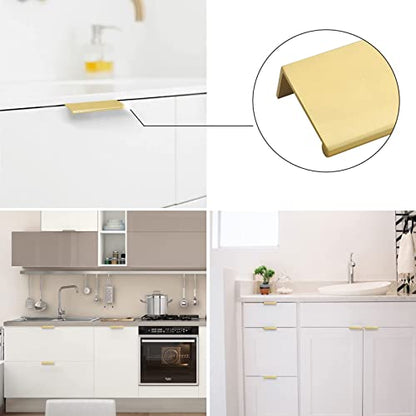 Rergy 10 Pack 3" Cabinet Pulls Brushed Brass Finger Pulls for Cabinets - color: Matte Gold, size: Hole Center: 3in(76mm)