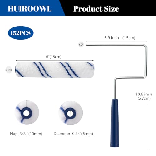 150Pcs 6 Inch Paint Rollers, Microfiber Covers with Roller Frame - size: 6 Inch Paint Roller Kit, 150 Pack