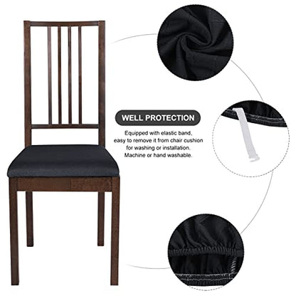 SearchI Seat Covers for Dining Room Chairs Stretch Jacquard Chair Seat Covers Set of 4, Removable Washable Upholstered Chair Seat Protector Cushion Slipcovers for Kitchen, Office(Black Rhombus) - color: Black Rhombus