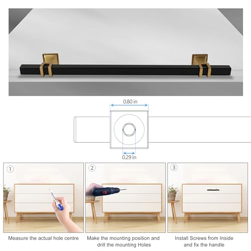 Cabinet Pulls Matte Black and Gold Cabinet Handles, 10 Pack 7-1/2 Inch Kitchen Door Cupboard Wardrobe Drawer Handles, Cabinet Hardware Bar Drawer Pulls, 192mm Hole Centers - color: Black and Gold, size: 7-1/2 inch Hole Centers Pull