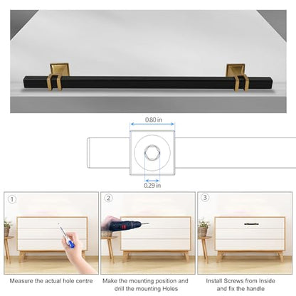 Cabinet Pulls Matte Black and Gold Cabinet Handles, 10 Pack 7-1/2 Inch Kitchen Door Cupboard Wardrobe Drawer Handles, Cabinet Hardware Bar Drawer Pulls, 192mm Hole Centers - color: Black and Gold, size: 7-1/2 inch Hole Centers Pull