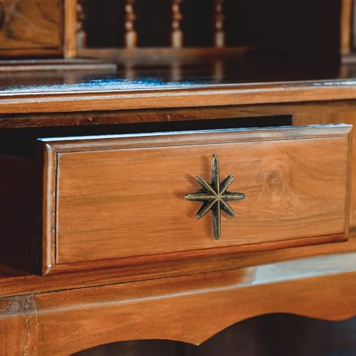 6 Set Unique Antique Gold Cast Iron Drawer Pulls & Cabinet Knobs - color: Antique Gold, size: 8-pointed Star