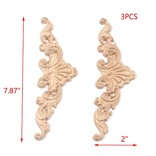 T Tulead Wood Carved Onlay Appliques Door Decals 3PCS - style: Shell, 7.87"x2", 3pcs