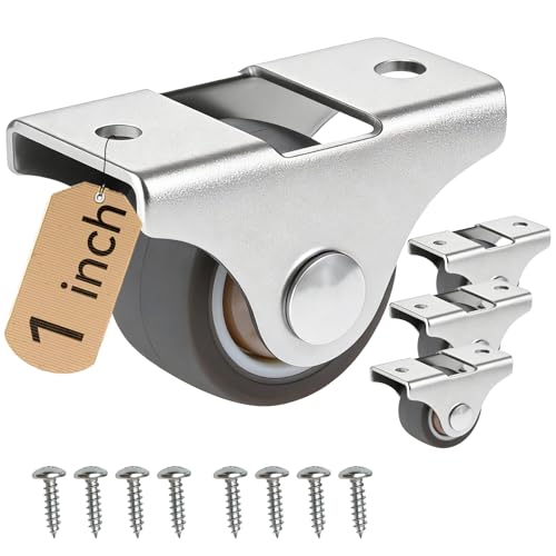 1 Inch Mini Fixed Drawer Rubber Caster Wheels, Non Swivel Caster Wheels - color: brown - 1 inch