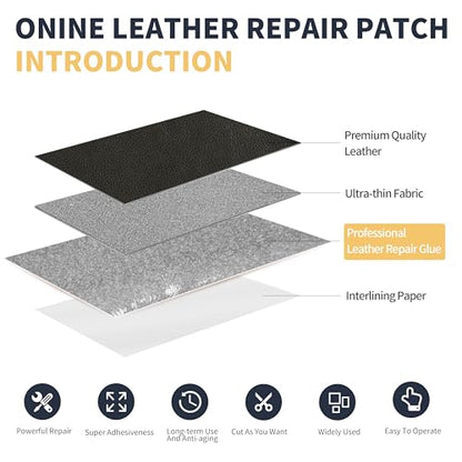 ONine Professional Leather Repair for Sofa,Leather Repair Tape 3x60in(Dark Gray Leather) - color: Dark Gray Leather, size: 3 x 60 inches