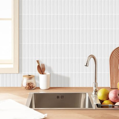 Alwayspon 10 Sheets 3D Peel and Stick PVC Backsplash Tiles, 10"x10" Self-Adhesive Wall Tile Stickers Stick on Subway Tiles for Kitchen Bathroom, Light Cyan - color: T80560
