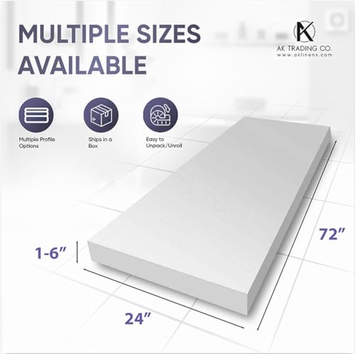 AK Trading CO. Seat Replacement Cushion & Upholstery Foam Sheet, 4" H x 24" W x 72" L, White - size: 4" x 24" x 72"