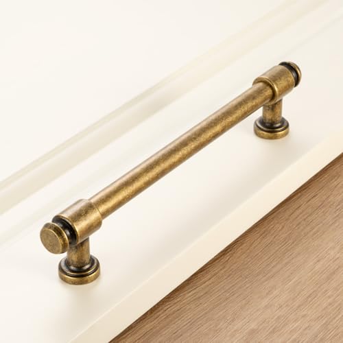 KOOFIZO 10 Pack 6-1/4 in Antique Brass Cabinet Pulls, Drawer Handles P11 - color: Antique Brass, size: 6-1/4" CC