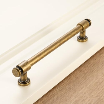 KOOFIZO 10 Pack 6-1/4 in Antique Brass Cabinet Pulls, Drawer Handles P11 - color: Antique Brass, size: 6-1/4" CC