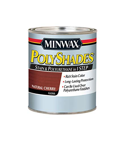 Minwax PolyShades Wood Stain + Polyurethane Finish – Quart, Natural Cherry, Gloss - color: Natural Cherry, size: 1 Quart, style: Gloss